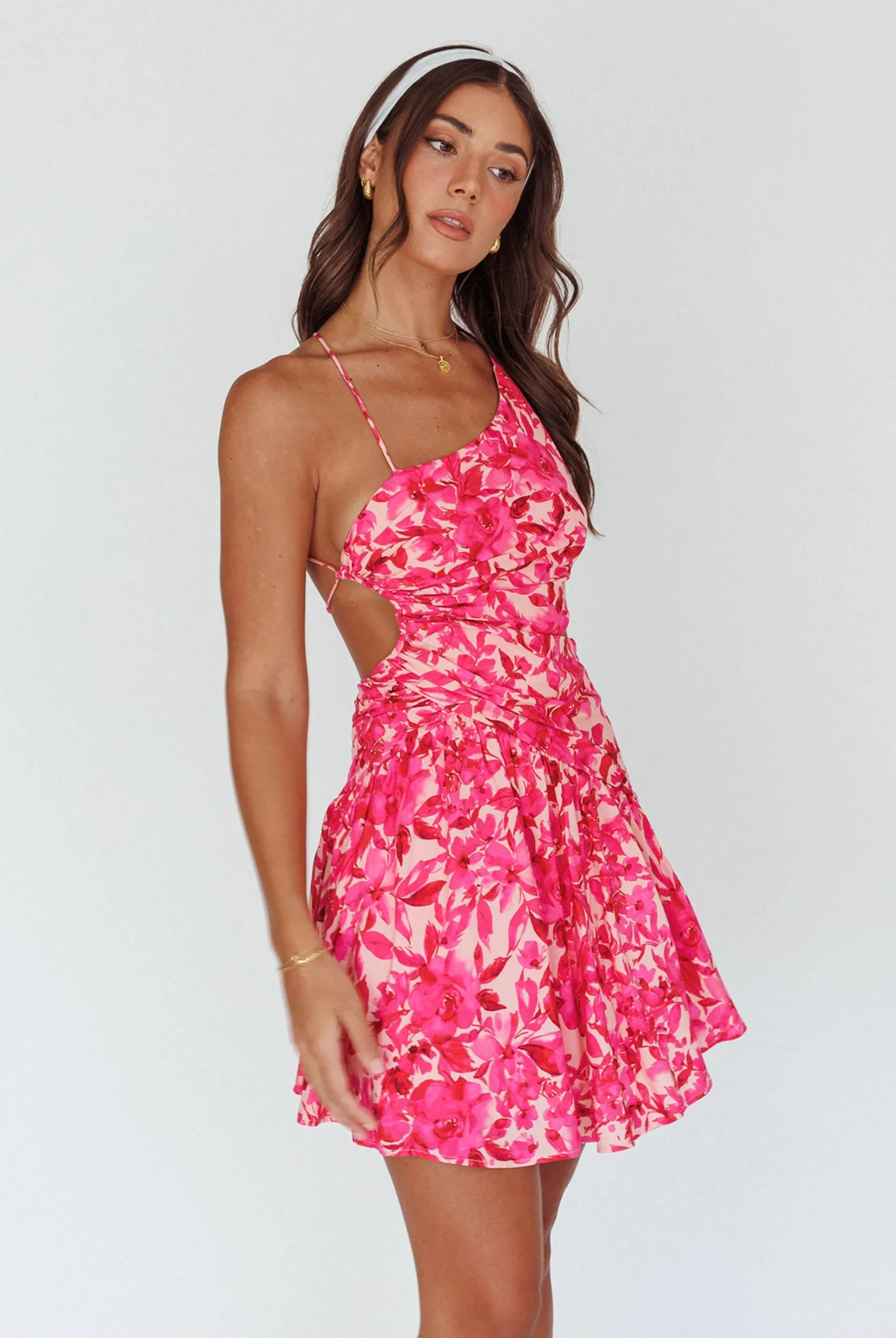 Destination Open Back Mini Dress Floral Pink sold by Selfie Leslie