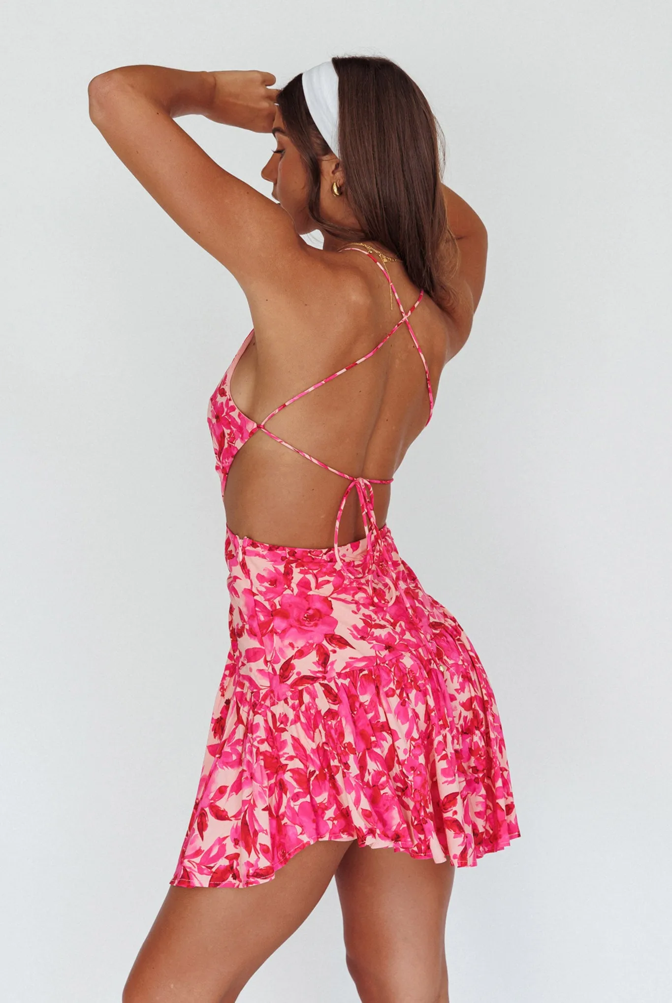Destination Open Back Mini Dress Floral Pink sold by Selfie Leslie product image thumbnail 2