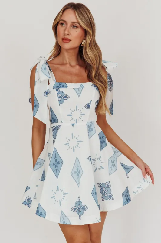 Jeanie Tied Shoulder Mini Dress Blue sold by Selfie Leslie