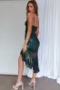 Lake Como Fitted Bodice High-Low Sequin Dress Forest Green sold by Selfie Leslie