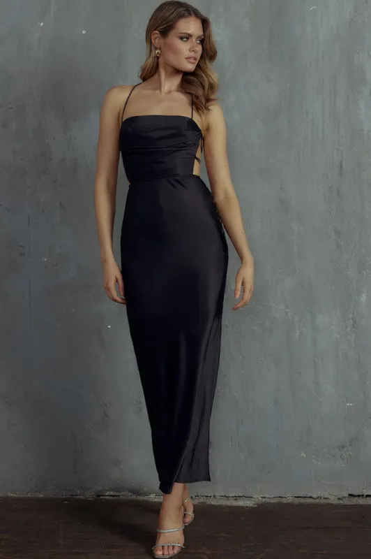 Heaven On Earth Lace-Up Back Maxi Dress Black sold by Selfie Leslie