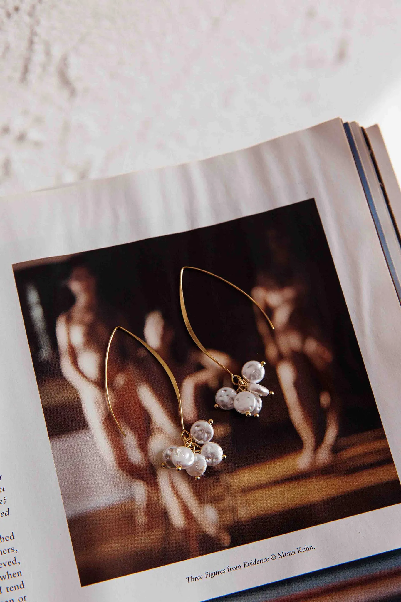 Sarah Pearl Accent Long Hook Earrings Gold sold by Selfie Leslie product image thumbnail 5