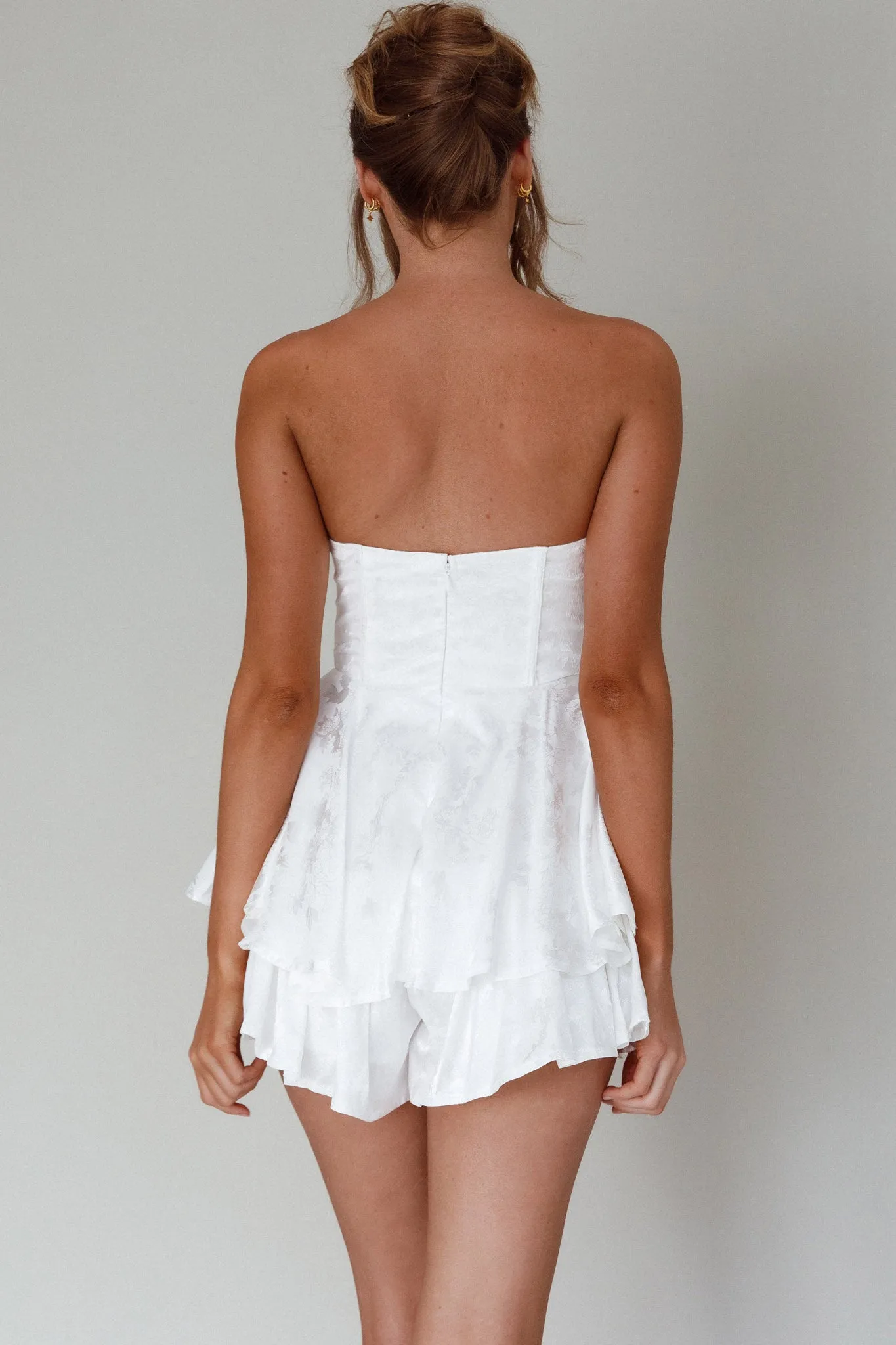 Paris Muse Gathered Bust Romper White sold by Selfie Leslie product image thumbnail 3