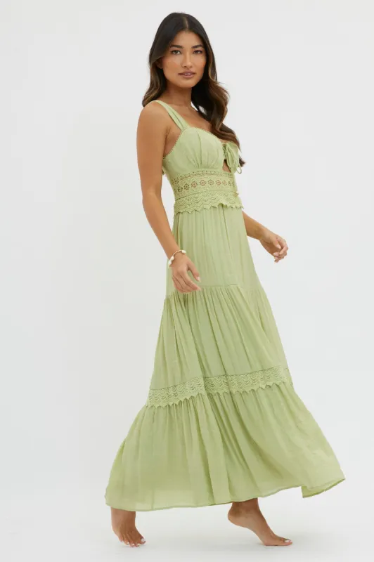 Libby Crochet Lace Waist Maxi Dress Green sold by Selfie Leslie