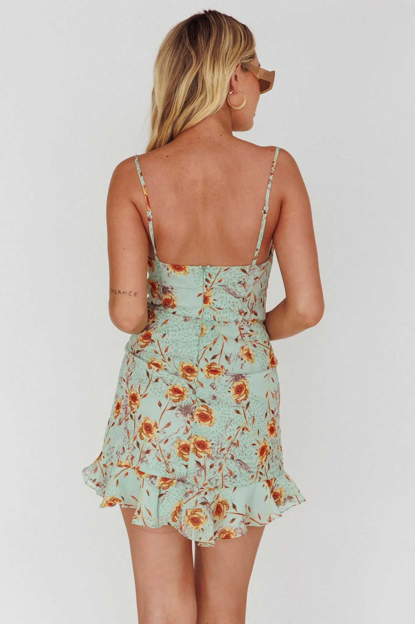 First Light Cami Strap Ruched Dress Floral Mint sold by Selfie Leslie product image thumbnail 2