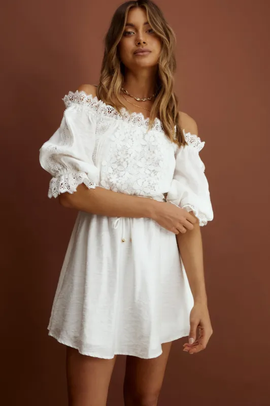 Homeward Off-Shoulder Lace Dress White sold by Selfie Leslie