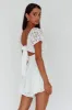 Lianah Lace Sleeve Tied Back Romper White sold by Selfie Leslie