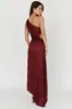 Amelie One-Shoulder Accordion Pleat Maxi Dress Merlot sold by Selfie Leslie