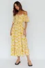 Voyager Off-Shoulder Bell Sleeve Midi Dress Floral Yellow sold by Selfie Leslie