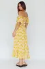 Voyager Off-Shoulder Bell Sleeve Midi Dress Floral Yellow sold by Selfie Leslie