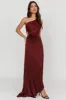 Amelie One-Shoulder Accordion Pleat Maxi Dress Merlot sold by Selfie Leslie