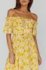 Voyager Off-Shoulder Bell Sleeve Midi Dress Floral Yellow sold by Selfie Leslie