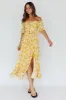 Voyager Off-Shoulder Bell Sleeve Midi Dress Floral Yellow sold by Selfie Leslie