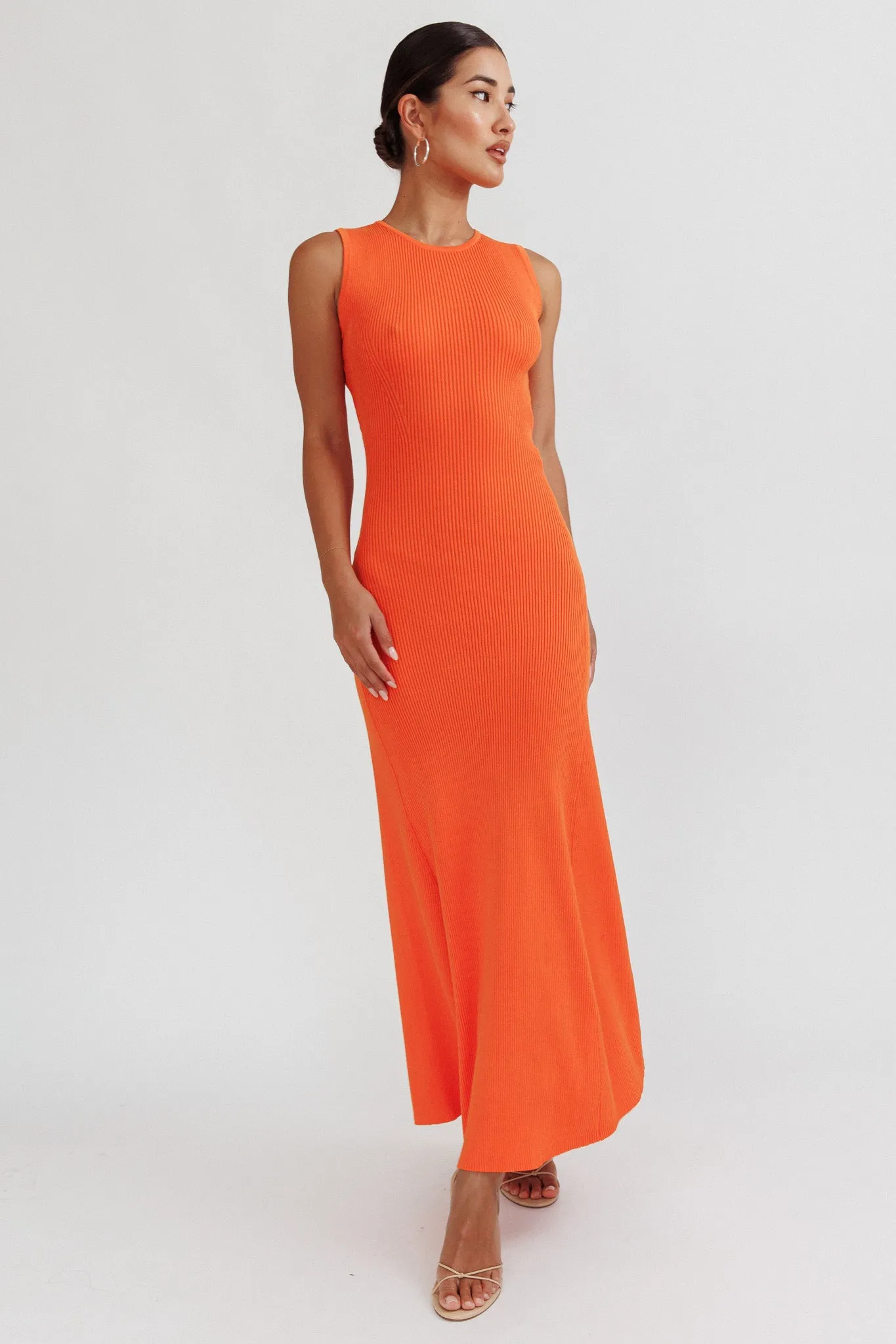 Braylee Sleeveless Ribbed Knit Maxi Dress Orange sold by Selfie Leslie