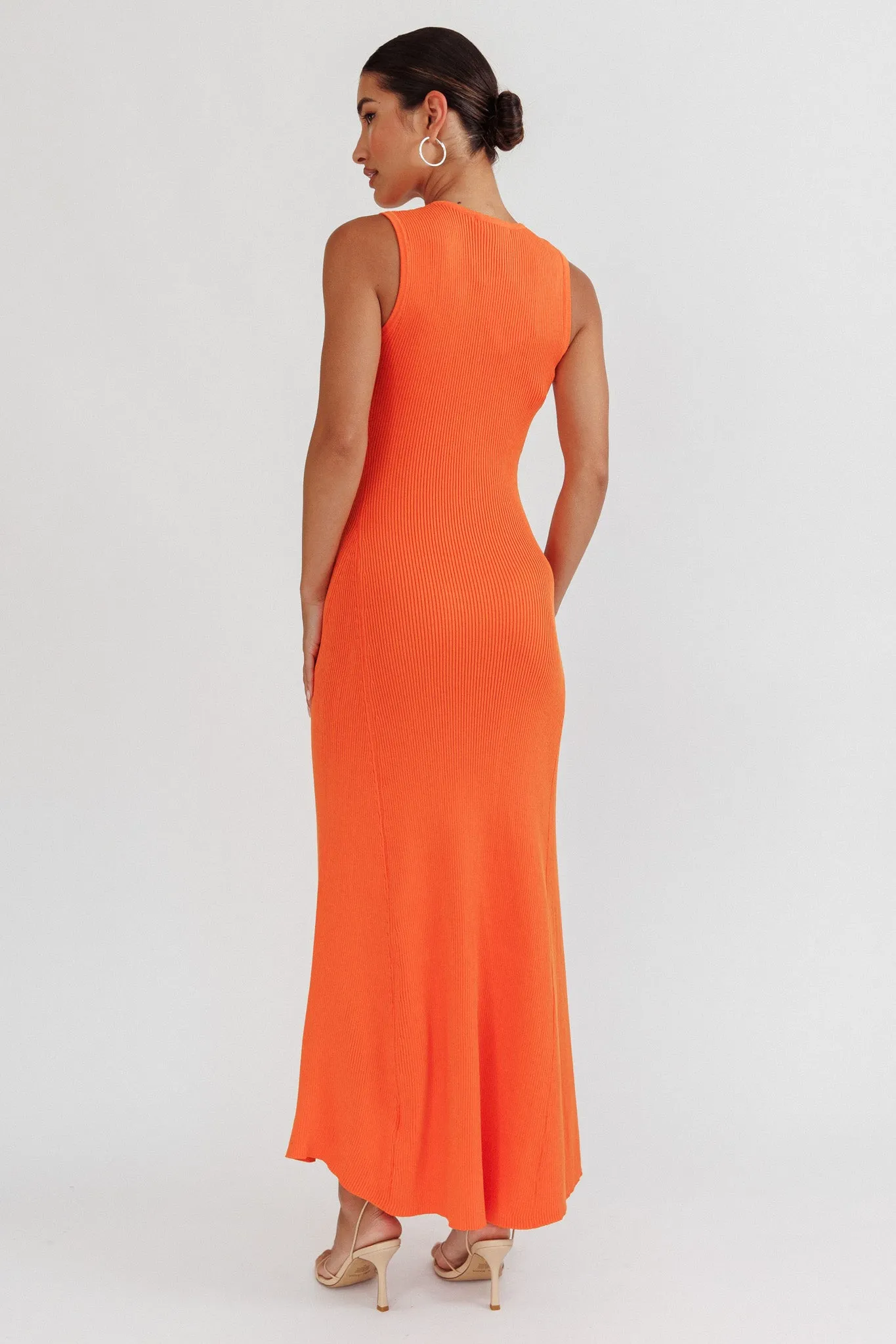 Braylee Sleeveless Ribbed Knit Maxi Dress Orange sold by Selfie Leslie product image thumbnail 2