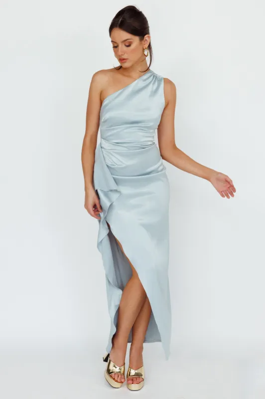 Kamillia One-Shoulder Split Midi Dress Pistachio sold by Selfie Leslie