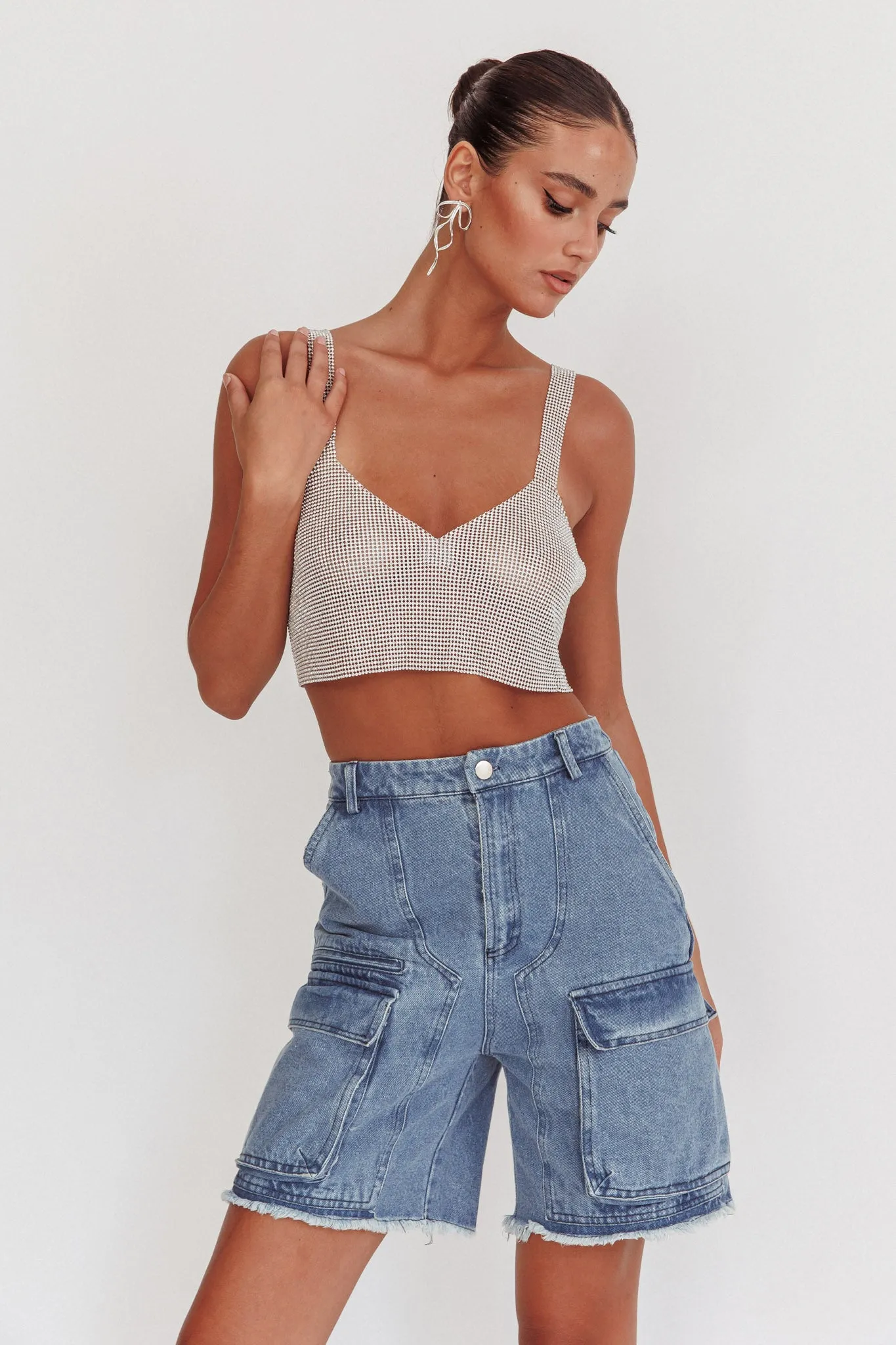 Lumina Diamante Crop Top Silver sold by Selfie Leslie product image thumbnail 5