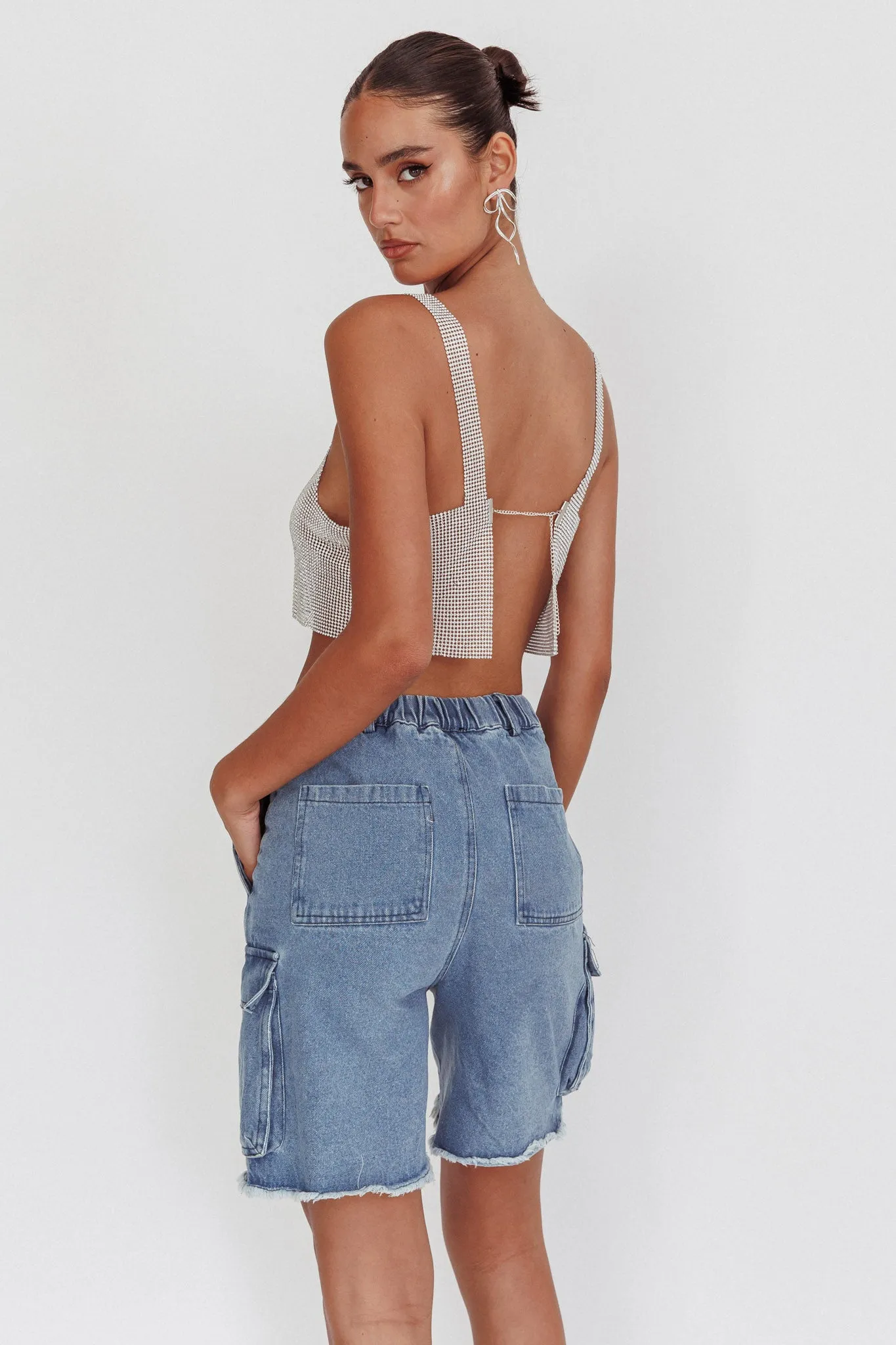 Lumina Diamante Crop Top Silver sold by Selfie Leslie product image thumbnail 2