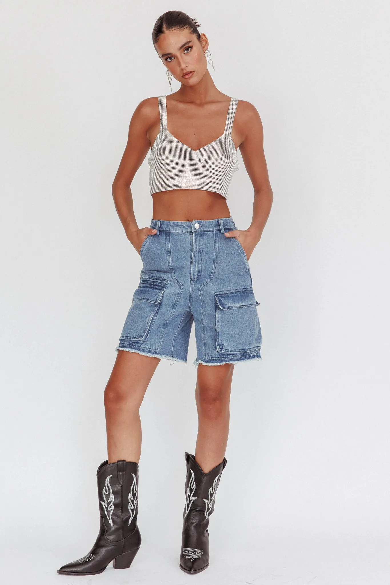 Lumina Diamante Crop Top Silver sold by Selfie Leslie product image thumbnail 3