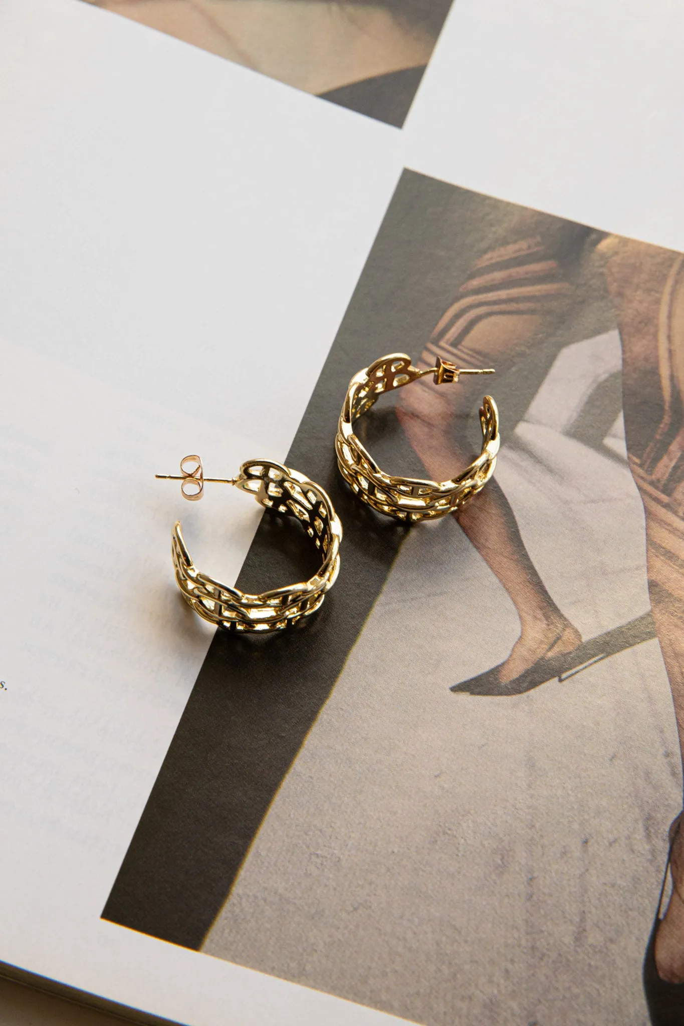 Georgiana Open Chain Hoop Earrings Gold sold by Selfie Leslie product image thumbnail 5