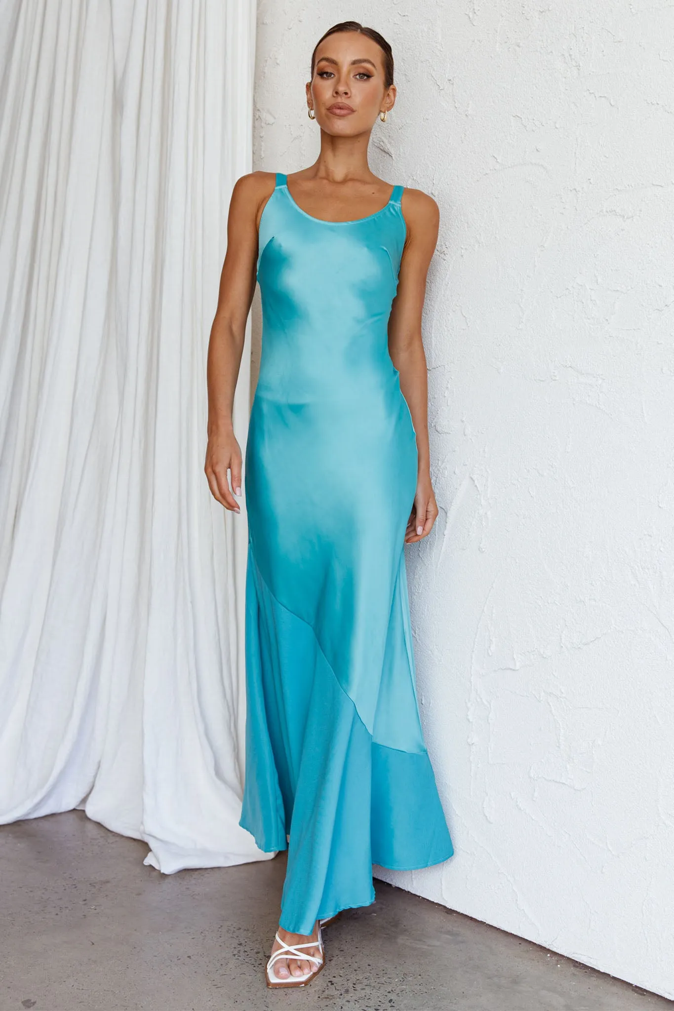 Front Row Scoop Neck Midi Dress Teal sold by Selfie Leslie