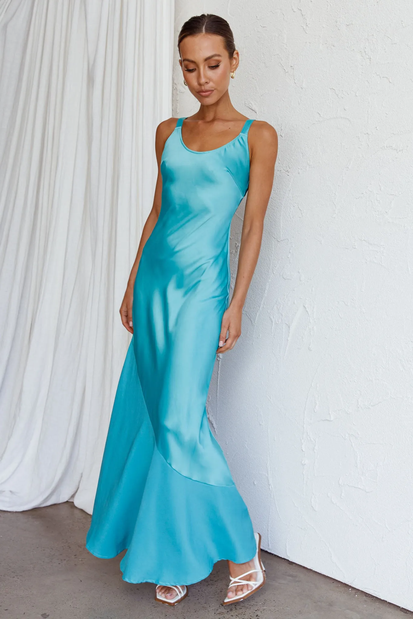 Front Row Scoop Neck Midi Dress Teal sold by Selfie Leslie product image thumbnail 5