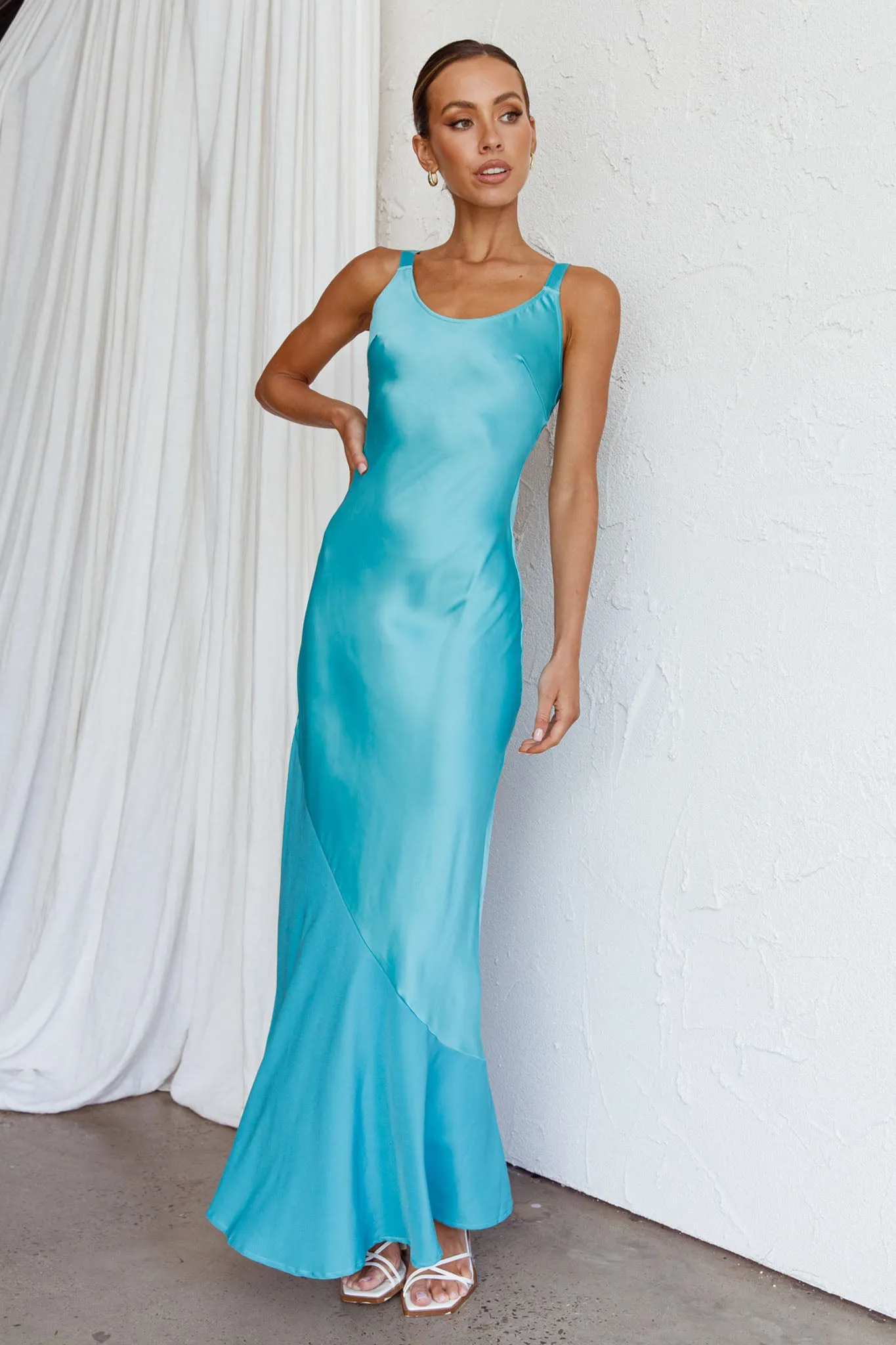 Front Row Scoop Neck Midi Dress Teal sold by Selfie Leslie product image thumbnail 3