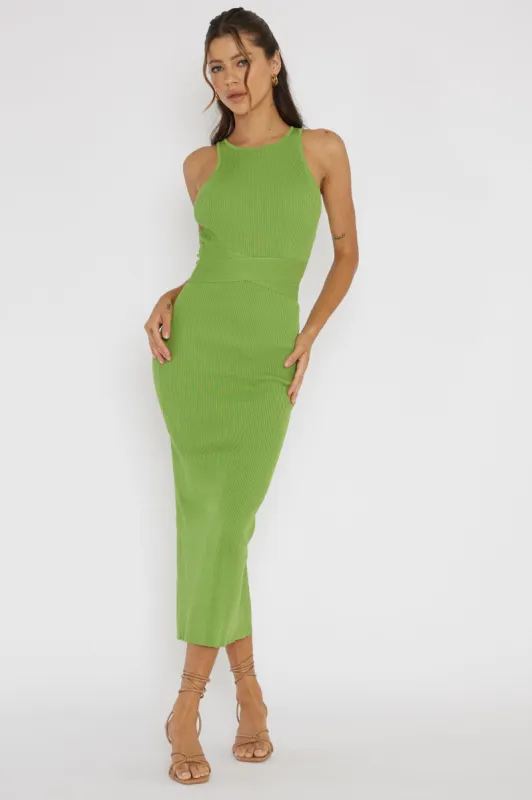 Charmed Me Ribbed Knit Midi Dress Green sold by Selfie Leslie