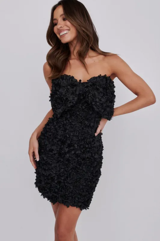 Ma Cherie Bow Bust Embellished Mini Dress Black sold by Selfie Leslie