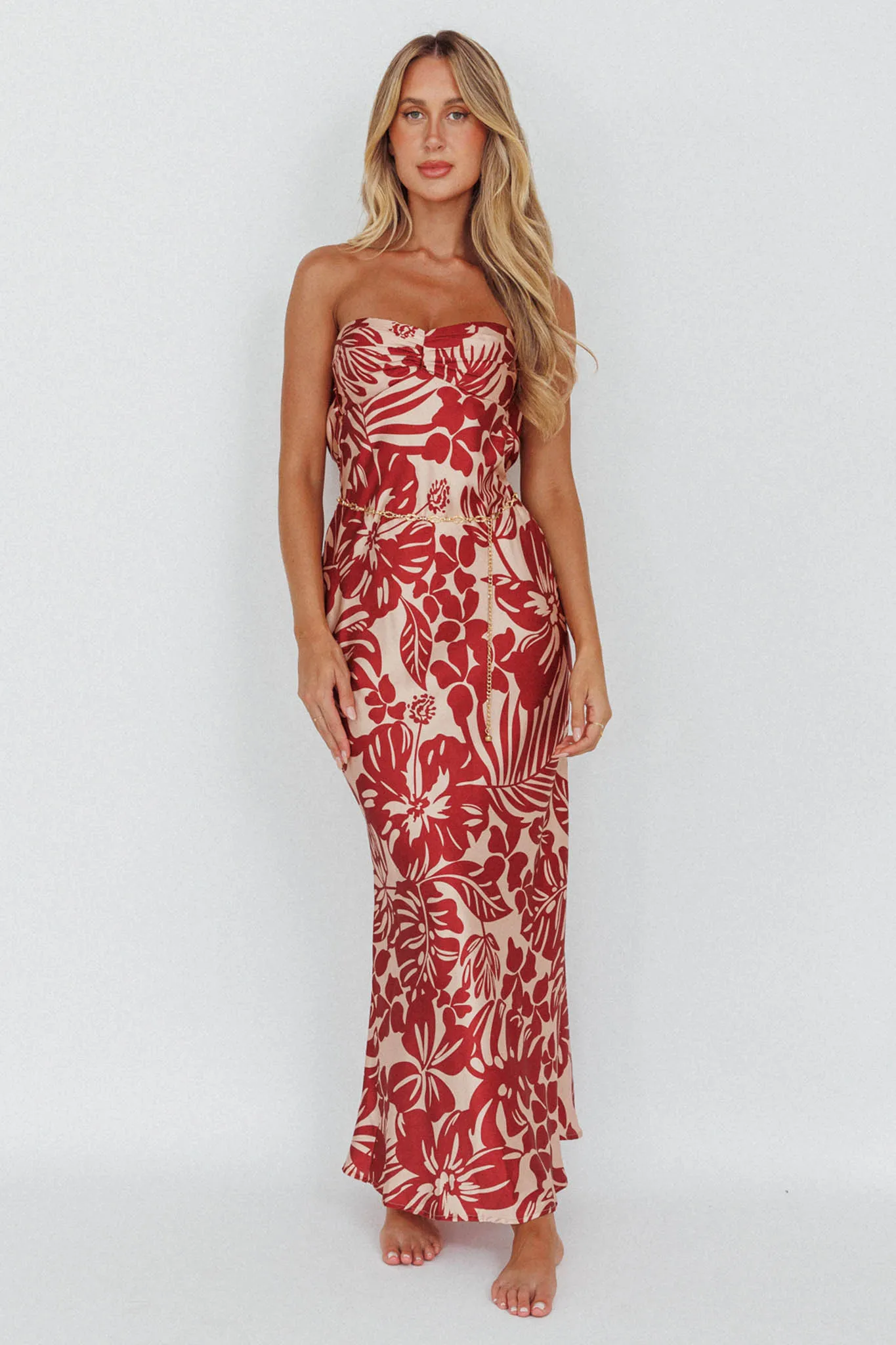 Kona Cowl Back Midi Dress Floral Flame sold by Selfie Leslie product image thumbnail 3