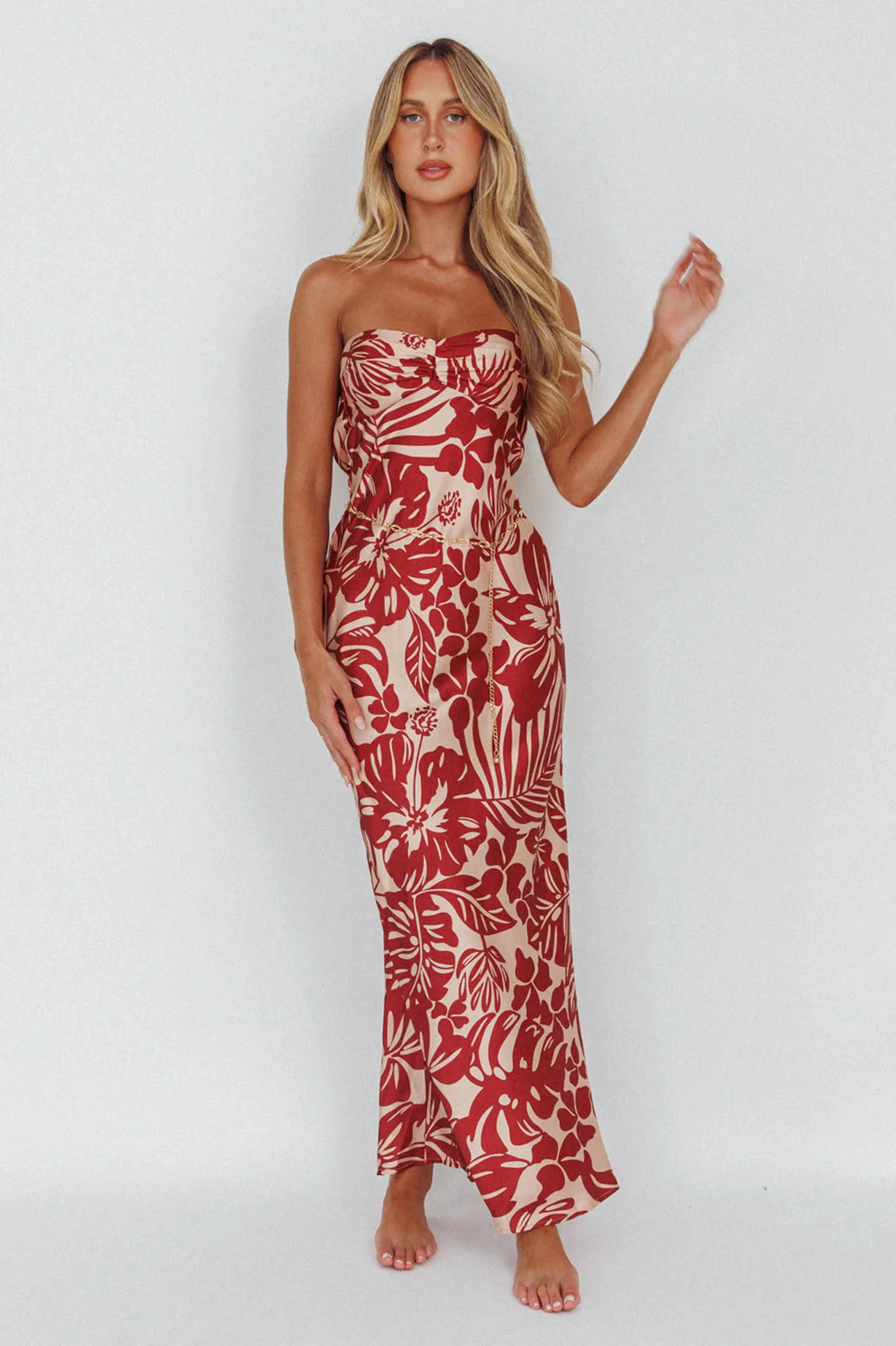 Kona Cowl Back Midi Dress Floral Flame sold by Selfie Leslie product image thumbnail 5