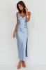 Marlie Side Pleat Maxi Dress Blue sold by Selfie Leslie
