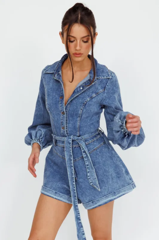 New Day Long Sleeve Button-Up Romper Denim sold by Selfie Leslie