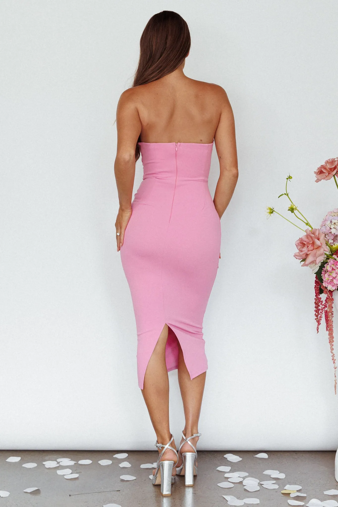 Yours Alone Gathered Detail Midi Dress Pink sold by Selfie Leslie product image thumbnail 2
