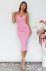 Yours Alone Gathered Detail Midi Dress Pink sold by Selfie Leslie