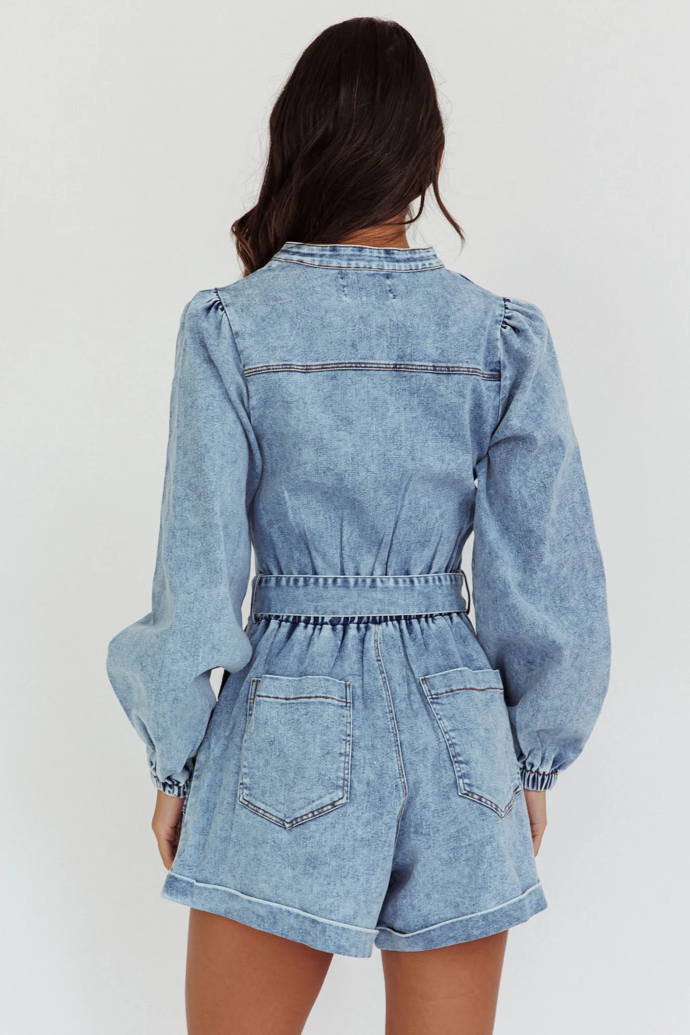 Real World Zip Front Romper Denim Blue sold by Selfie Leslie product image thumbnail 2
