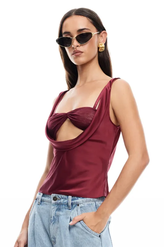 LIONESS Delilah Top Burgundy sold by Selfie Leslie