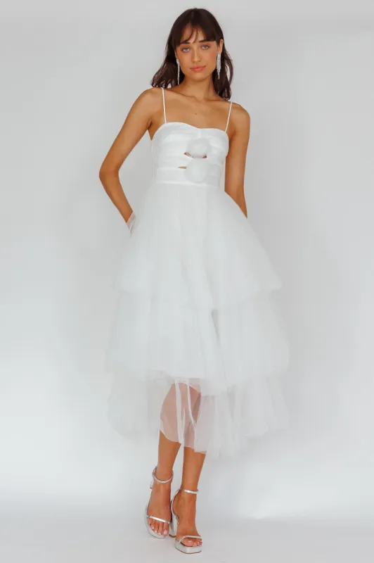 Seraphina Rose Bodice Tulle Midi Dress White sold by Selfie Leslie