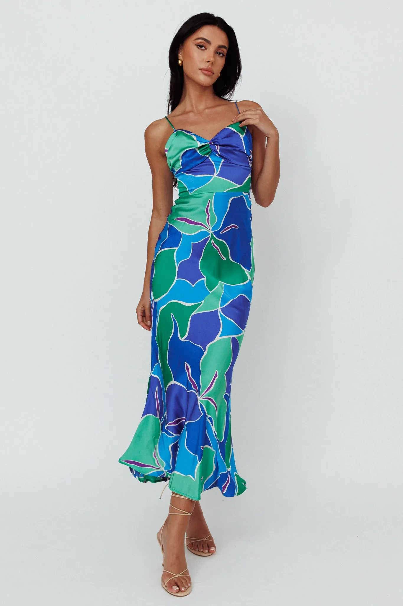 Hula Sweetheart Midi Dress Floral Blue sold by Selfie Leslie