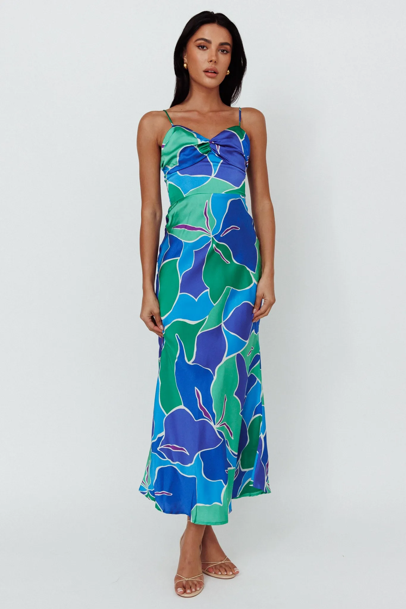 Hula Sweetheart Midi Dress Floral Blue sold by Selfie Leslie product image thumbnail 3