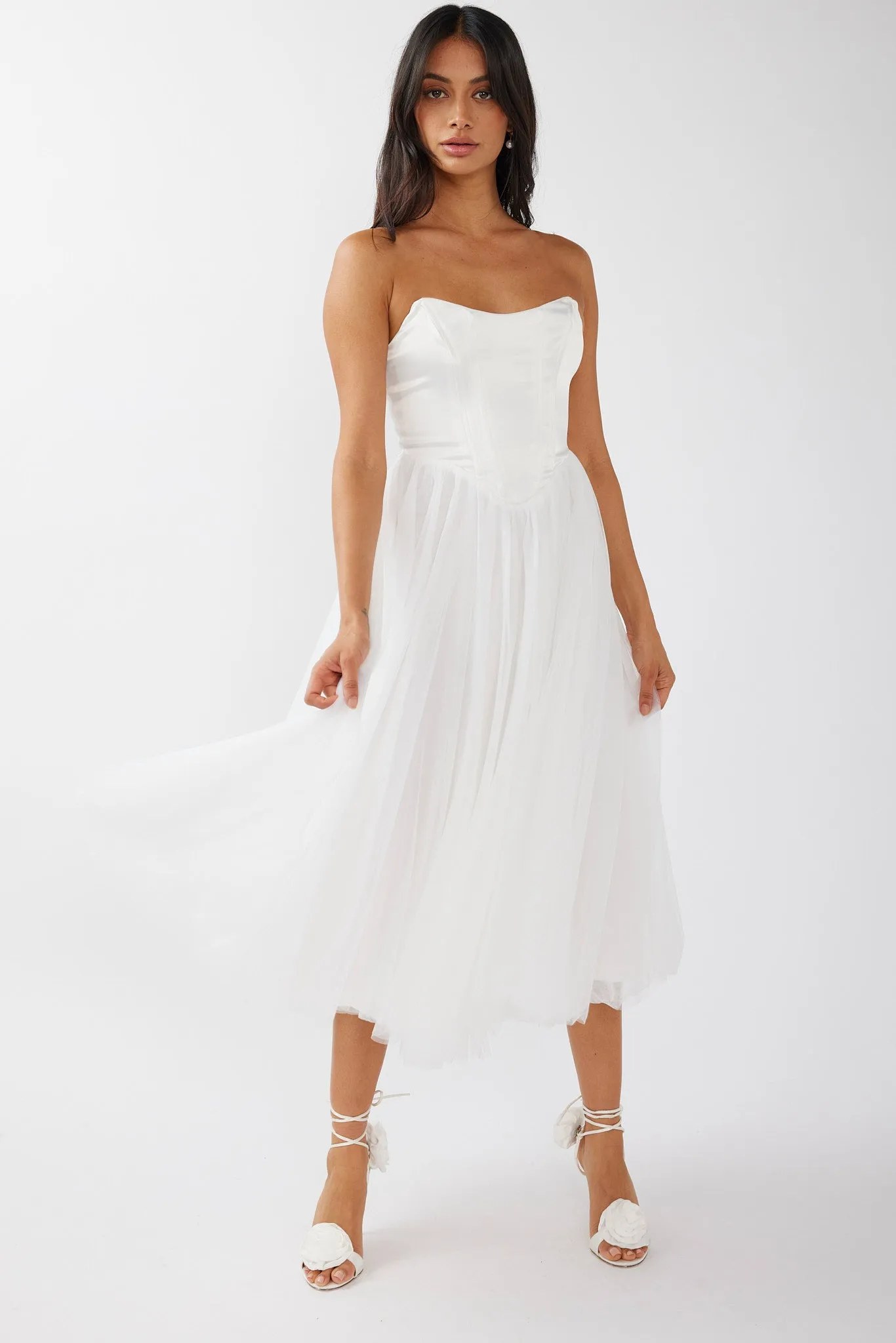 Rosemary Tulle Bustier Midi Dress White sold by Selfie Leslie product image thumbnail 5