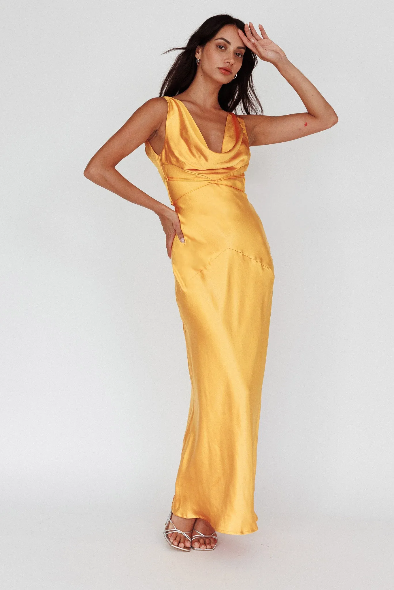 Cassiopeia Open Back String Tie Maxi Dress Mango sold by Selfie Leslie product image thumbnail 3