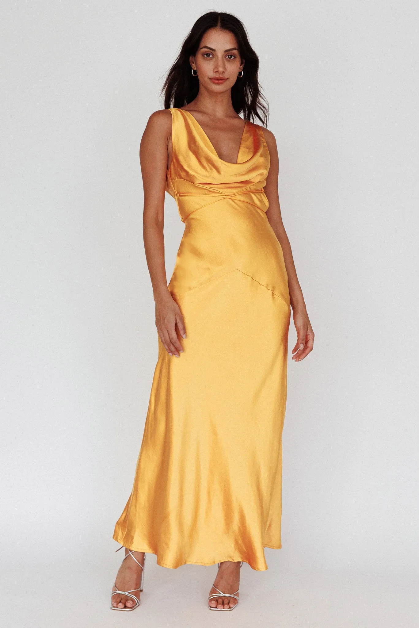 Cassiopeia Open Back String Tie Maxi Dress Mango sold by Selfie Leslie