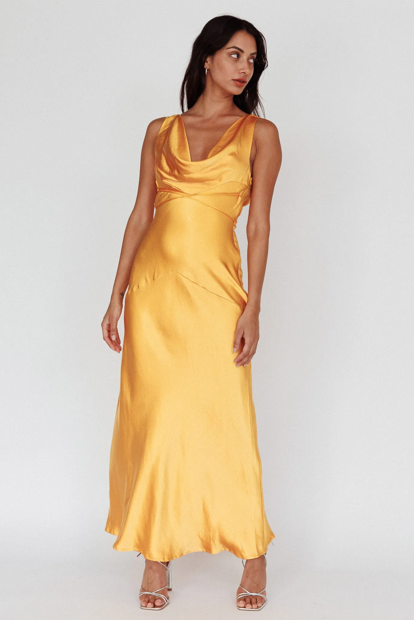 Cassiopeia Open Back String Tie Maxi Dress Mango sold by Selfie Leslie product image thumbnail 5