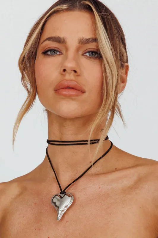 Corazon Heart Pendant Choker Silver sold by Selfie Leslie