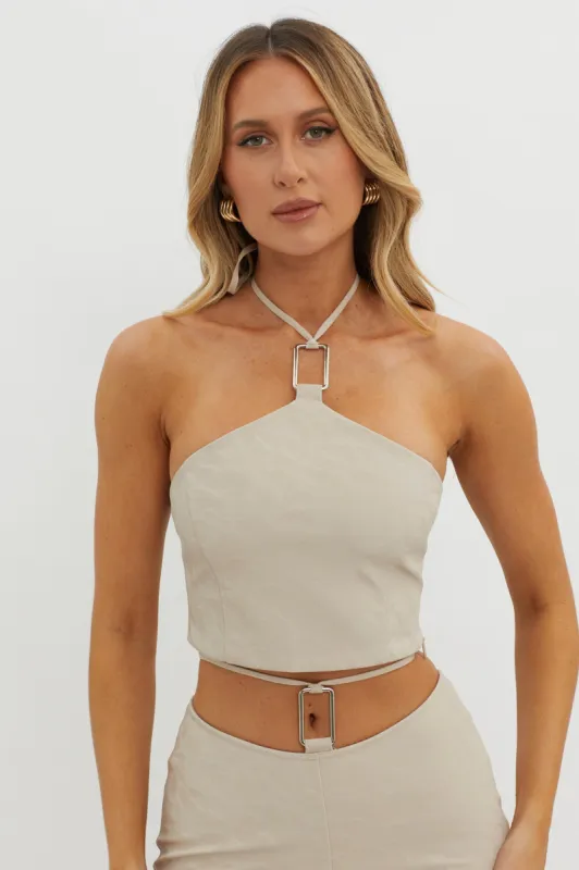 She's A Gemini Halter Crop Top Dove sold by Selfie Leslie