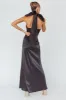 Andria Halterneck Bow Satin Maxi Dress Black sold by Selfie Leslie