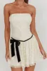 Breathe Lace Up Strapless Mini Dress Ivory sold by Selfie Leslie