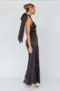 Andria Halterneck Bow Satin Maxi Dress Black sold by Selfie Leslie