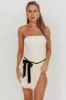 Breathe Lace Up Strapless Mini Dress Ivory sold by Selfie Leslie